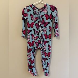 Little Bum Bums Pink Butterfly Kids Footie Pajamas